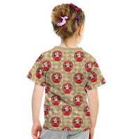 Japanese Daruma Doll Kid T Shirt Palaka With Seamless Bamboo Pattern - Polynesian Pride
