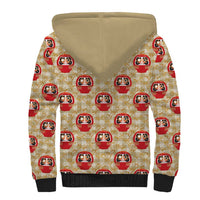 Japanese Daruma Doll Sherpa Hoodie Palaka With Seamless Bamboo Pattern - Polynesian Pride