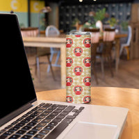 Japanese Daruma Doll Skinny Tumbler Palaka With Seamless Bamboo Pattern - Polynesian Pride