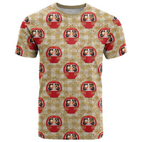 Japanese Daruma Doll T Shirt Palaka With Seamless Bamboo Pattern - Polynesian Pride