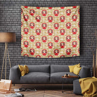 Japanese Daruma Doll Tapestry Palaka With Seamless Bamboo Pattern - Polynesian Pride