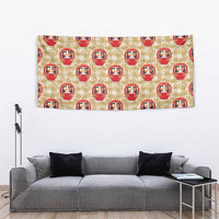 Japanese Daruma Doll Tapestry Palaka With Seamless Bamboo Pattern - Polynesian Pride
