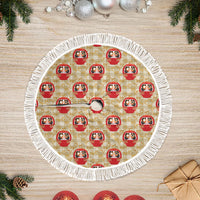 Japanese Daruma Doll Tree Skirt Palaka With Seamless Bamboo Pattern