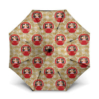 Japanese Daruma Doll Umbrella Palaka With Seamless Bamboo Pattern - Polynesian Pride