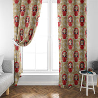 Japanese Daruma Doll Window Curtain Palaka With Seamless Bamboo Pattern - Polynesian Pride