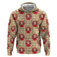 Japanese Daruma Doll Zip Hoodie Palaka With Seamless Bamboo Pattern - Polynesian Pride