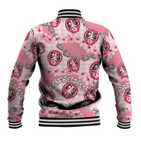 Japanese Daruma Doll Palaka Baseball Jacket Cherry Blossoms With Shell Lei - Polynesian Pride