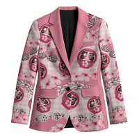 Japanese Daruma Doll Palaka Blazer Cherry Blossoms With Shell Lei - Polynesian Pride