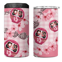 Japanese Daruma Doll Palaka 4 in 1 Can Cooler Tumbler Cherry Blossoms With Shell Lei - Polynesian Pride