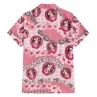 Japanese Daruma Doll Palaka Family Matching Puletasi and Hawaiian Shirt Cherry Blossoms With Shell Lei - Polynesian Pride