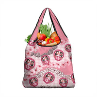 Japanese Daruma Doll Palaka Grocery Bag Cherry Blossoms With Shell Lei - Polynesian Pride