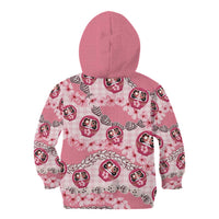 Japanese Daruma Doll Palaka Kid Hoodie Cherry Blossoms With Shell Lei - Polynesian Pride