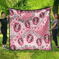 Japanese Daruma Doll Palaka Quilt Cherry Blossoms With Shell Lei - Polynesian Pride