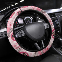 Japanese Daruma Doll Palaka Steering Wheel Cover Cherry Blossoms With Shell Lei - Polynesian Pride