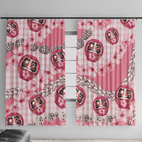 Japanese Daruma Doll Palaka Window Curtain Cherry Blossoms With Shell Lei - Polynesian Pride