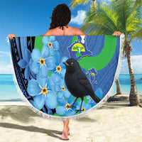 New Zealand Chatham Islands Beach Blanket Wharekauri Forget Me Not With Black Robin