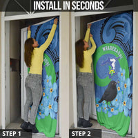 New Zealand Chatham Islands Door Cover Wharekauri Forget Me Not With Black Robin - Polynesian Pride