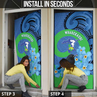 New Zealand Chatham Islands Door Cover Wharekauri Forget Me Not With Black Robin - Polynesian Pride