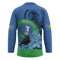 New Zealand Chatham Islands Hockey Jersey Wharekauri Forget Me Not With Black Robin LT14 - Polynesian Pride