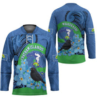 New Zealand Chatham Islands Hockey Jersey Wharekauri Forget Me Not With Black Robin LT14 - Polynesian Pride