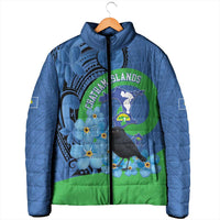 New Zealand Chatham Islands Padded Jacket Wharekauri Forget Me Not With Black Robin - Polynesian Pride