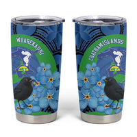 New Zealand Chatham Islands Tumbler Cup Wharekauri Forget Me Not With Black Robin