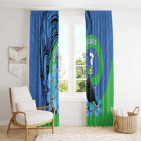 New Zealand Chatham Islands Window Curtain Wharekauri Forget Me Not With Black Robin