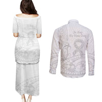 Polynesia Brain Cancer Awareness Couples Matching Puletasi and Long Sleeve Button Shirt In May We Wear Grey LT14 - Polynesian Pride