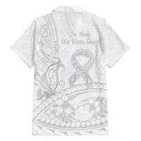 Polynesia Brain Cancer Awareness Family Matching Short Sleeve Bodycon Dress and Hawaiian Shirt In May We Wear Grey LT14 - Polynesian Pride