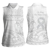 Polynesia Brain Cancer Awareness Women Sleeveless Polo Shirt In May We Wear Grey LT14 - Polynesian Pride
