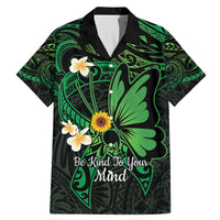 Polynesia Mental Health Awareness Family Matching Mermaid Dress and Hawaiian Shirt Green Ribbon Be Kind To Your Mind