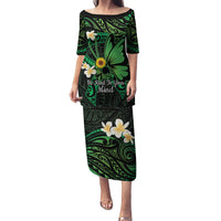 Polynesia Mental Health Awareness Family Matching Puletasi and Hawaiian Shirt Green Ribbon Be Kind To Your Mind