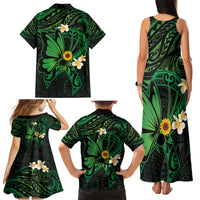 Polynesia Mental Health Awareness Family Matching Tank Maxi Dress and Hawaiian Shirt Green Ribbon Be Kind To Your Mind