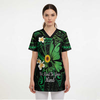 Polynesia Mental Health Awareness Scrub Top Green Ribbon Be Kind To Your Mind - Polynesian Pride