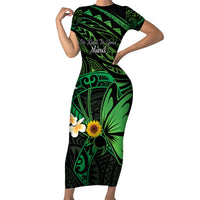 Polynesia Mental Health Awareness Short Sleeve Bodycon Dress Green Ribbon Be Kind To Your Mind