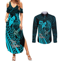 Polynesia World Ovarian Cancer Day Couples Matching Summer Maxi Dress and Long Sleeve Button Shirt You Matter Polynesian Women