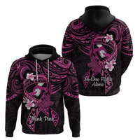 Polynesia Breast Cancer Awareness Hoodie Pink Ribbon No One Fights Alone - Black