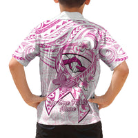 Polynesia Breast Cancer Awareness Hawaiian Shirt Pink Ribbon No One Fights Alone - White