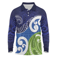 Southland New Zealand Long Sleeve Polo Shirt Maori Koru Flag Color