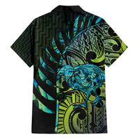 Southland Takehe Pounama Family Matching Off The Shoulder Long Sleeve Dress and Hawaiian Shirt Aotearoa Poutama Paua Shell Fern