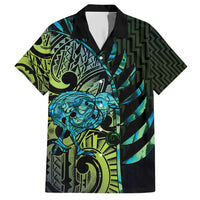 Southland Takehe Pounama Family Matching Short Sleeve Bodycon Dress and Hawaiian Shirt Aotearoa Poutama Paua Shell Fern