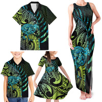 Southland Takehe Pounama Family Matching Tank Maxi Dress and Hawaiian Shirt Aotearoa Poutama Paua Shell Fern