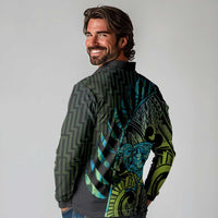 Southland Takehe Pounama Long Sleeve Polo Shirt Aotearoa Poutama Paua Shell Fern