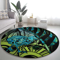 Southland Takehe Pounama Round Carpet Aotearoa Poutama Paua Shell Fern LT14 - Polynesian Pride