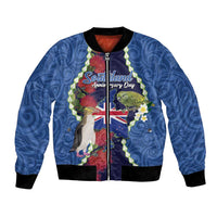 Southland Anniversary Day Bomber Jacket Murihiku 1861 Maori Bird Mix Pohutukawa LT14 Unisex Blue - Polynesian Pride