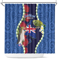 Southland Anniversary Day Shower Curtain Murihiku 1861 Maori Bird Mix Pohutukawa LT14 Blue - Polynesian Pride