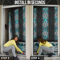 Paua Shell Taniko Pattern Aotearoa Door Cover Niho Taniwha Mix Poutama - Polynesian Pride