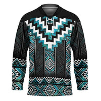 Paua Shell Taniko Pattern Aotearoa Hockey Jersey Niho Taniwha Mix Poutama LT14 Unisex Turquoise - Polynesian Pride