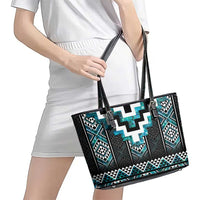 Paua Shell Taniko Pattern Aotearoa Leather Tote Bag Niho Taniwha Mix Poutama