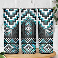 Paua Shell Taniko Pattern Aotearoa Skinny Tumbler Niho Taniwha Mix Poutama LT14 - Polynesian Pride